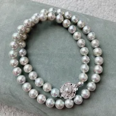 『本真珠』 あこや真珠 ネックレス silver 照り◎ 7.6~7.9mm