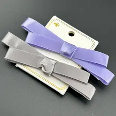 【新品】定価1540円 ヘアアクセサリー ヘアクリップ 2本セット パープル グレー リボン 大きめ レディース 可愛い◆