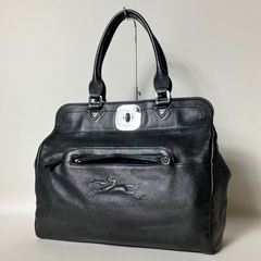 2511-20｜美品｜ロンシャン ハンドバッグ ブラック レオパード柄 