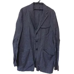 RE278  ASPESI アスペジ リネン100% テーラードジャケット　ストライプ　紺　ネイビー　メンズ　Lサイズ　オシャレ　高級感