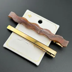 【新品】定価1320円 ヘアアクセサリー ヘアクリップ 2本セット ゴールド カラー シンプル 大きめ レディース キレイ◆