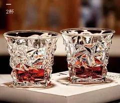 新しい未使用 ２個セット ロックグラス ウイスキーグラス ブランデーグラス ウイスキー　クリア グラス クリスタルグラス コップlin1118