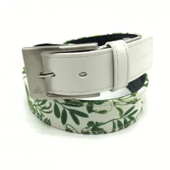 【美品】アディダス ベルト 白×グリーン リーフ柄  レディース  ゴルフウェア adidas