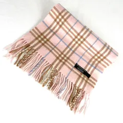 t1991 バーバリーロンドン マフラー チェック カシミア100% イングランド製 ユニセックス 男女兼用 ピンク ストール