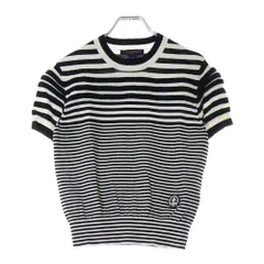 LOUIS VUITTON (ルイヴィトン) 23AW ミックスドストライプ半袖ニット ブラック×ホワイト RW232W 167 FPKS01 レディース