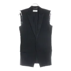 SAINT LAURENT PARIS サンローランパリ カットオフ ピークドラペル ノースリーブ ウール ジャケット ベスト ブラック 472854 Y239W SAINT LAURENT PARIS (サンローランパリ) カットオフ ピークドラペル