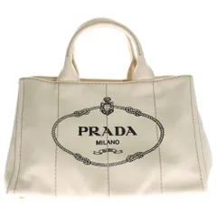 PRADA (プラダ) カナパ M 2WAYショルダーバッグ ハンドバッグ キャンバス ベージュ アイボリー ゴールド金具 1BG642