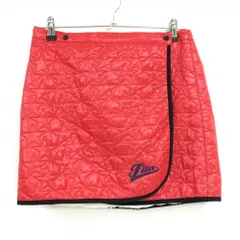 フィラゴルフ 中綿リバーシブル巻きスカート レッド×黒　裏白 星柄キルティング 裏ボア  レディース 表記無し ゴルフウェア FILA GOLF