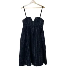 OBLI(オブリ) ワンピース サイズ1 S レディース - 黒×ゴールド キャミワンピ/ひざ丈/ドット柄