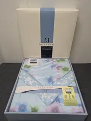 【新品】COVEN MORU　綿毛布　綿100％　コットン　丸洗い　水色　花柄　140×200㎝　　★E492