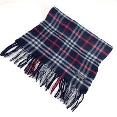 Burberry バーバリー カシミア100％マフラー 紺 イングランド製 - メルカリ