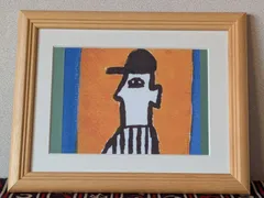 【完売品】柚木沙弥郎　額絵「ひとびと」オレンジ額　idee イデー アート 絵画 額縁 完売品】柚木沙弥郎 額絵「ひとびと