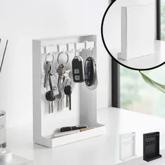 山崎実業 目隠しキーフックスタンド タワー 2段 tower キーフックスタンド おしゃれ 鍵収納 玄関 小物入れ 収納雑貨 トレー 鍵掛け 引っ掛け収納 北欧 キーケース スマートキー  スリム タワーシリーズ yamazaki モノトーン インテリア雑貨