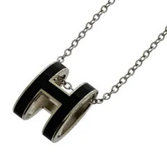 エルメス HERMES ネックレス ポップH ポップアッシュ ブラック シルバー ♯0211010004
