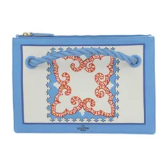 超美品 Valentino Garavani ヴァレンティノ ガラヴァーニ ホノルル ポーチ UW2P0U84 セカンドバッグ キャンバス ライトブルー クラッチバッグ【本物保証】 Valentino Garavani ヴァレンティノ ガラヴァーニ ホノルル ポーチ