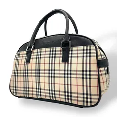 極美品 バーバリー Burberry ヴィンテージ ボストンバッグ ノバチェック 黒 ブラックレザー ハンドバッグ C