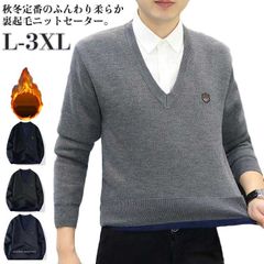 ニットセーター 裏起毛 メンズ セーター ニット 男子 裏ボア 防寒 Vネック 春 秋 冬 長袖 セーター アウター カットソー 厚手 あったか 防寒着 保温 秋冬 カジュアル きれいめ メンズファッ#dongdong13336
