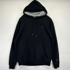 古着 チャンピオン Champion パーカー 大きいサイズ ワンポイントロゴ刺繍 フーディー プルオーバー XL  ブラック メンズ