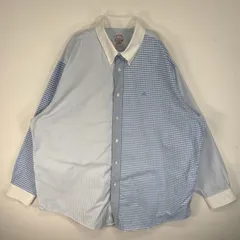 古着 ブルックスブラザーズ Brooks Brothers 長袖シャツ クレイジーパターン チェック ストライプ MADISON 2XL  ブルー系 ツートン メンズ