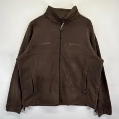 古着 コロンビア Columbia フリースジャケット 大きいサイズ フルジップ ワンポイントロゴ刺繍 アウトドア XL  ブラウン メンズ