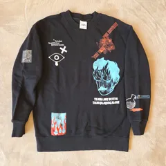 【ZARA／グラフィックスウェット】メンズS ブラック 前後プリントの個性派デザイン／ストリート系／ユニセックス対応／状態良好