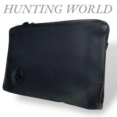 SOLD ◆ハンドメイド ポーチ メリーゴーランド yuwa 黒 濃紺 挿絵 B3968】HUNTING WORLD ハンティングワールド セカンドバッグ クラッチ