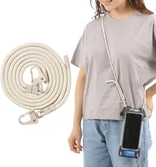 sweetleaff スマホ ショルダー ストラップ 太め iphone 携帯 肩掛け 首掛け 紐 頑丈 2点吊り ネックストラップ メンズ レディース 6色 (ベージュ,  Free Size)