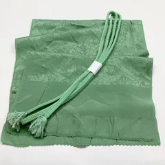［5966］帯締め 帯揚げ セット 美品 草葉地紋 正絹 着物 帯絞め