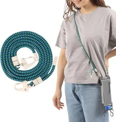 sweetleaff スマホ ショルダー ストラップ 太め iphone 携帯 肩掛け 首掛け 紐 頑丈 2点吊り ネックストラップ メンズ レディース 6色 (グリーンxブルー,  Free Size)