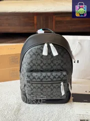 【今日特価】Coach West 35 Black Monogram Patchwork Backpack - コーチ ウェスト 35 ブラックモノグラムパッチワークバックパック-WTO輸入