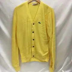 【三沢店75-0-0008】Mサイズ イエロー  アイゾッド ラコステ IZOD LACOSTE ニットカーディガン 1960年代 ～ 1990年代 アメリカ IZOD社 アクリル100% ニット カーディガン