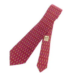 HERMES エルメス ネクタイ  総柄/   シルク100％ ボルドー メンズ / 240001171644