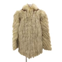 【中古】ノーブランド フォックスファーコート 毛皮 ミドル丈 ストライプ 白 ホワイト /JS ■GY11 レディース ノーブランド フォックスファーコート 毛皮 ミドル丈 ストライプ 白