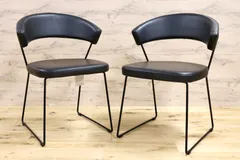 GMIS333A○Calligaris / カリガリス Connubia コヌビア New York ニューヨーク ダイニングチェア 2脚セット レザー モダン 定価約11万