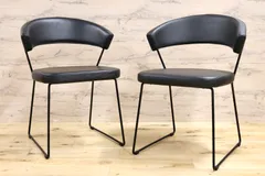 GMIS333B○Calligaris / カリガリス Connubia コヌビア New York ニューヨーク ダイニングチェア 2脚セット レザー モダン 定価約11万