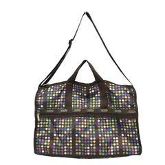 LESPORTSAC(レスポートサック) ボストンバッグ - ダークブラウン×グリーン×マルチ ドット柄/本体ロックあり