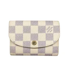 【値下げ】LOUIS VUITTON ルイヴィトン ダミエ アズール ポルトモネ･ロザリ ミニウォレット 二つ折り財布 N61276 レディース ダミエキャンバス ホワイト/グレー/ピンク 【中古】