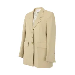 15K18 NINA RICCI Edition ニナリッチ フランス製 テーラードジャケット ロングジャケット 金ボタン 裏地総柄 レディース 女性用 42 ベージュu02tのサムネイル