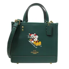 【新品】コーチ CM844 B4UPR(ダークパインマルチ) バッグ トートバッグ COACH X DISNEY DEMPSEY TOTE 22 コーチ × ディズニー レザー ミッキー スレッド モチーフ 2WAY 斜め掛け コラボ商品 レディース