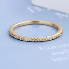 訳あり特価★シンプル 小粒 CZダイヤ 華奢 フルエタニティ リング*ゴールド*