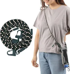 sweetleaff スマホ ショルダー ストラップ 太め iphone 携帯 肩掛け 首掛け 紐 頑丈 2点吊り ネックストラップ メンズ レディース 6色 (グリーンx ブラック,  Free Size)