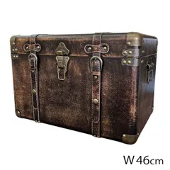 鍵付き アンティーク宝箱 ヴィンテージ宝箱 アンティーク木箱 海賊木箱 宝石箱 横幅約46cm