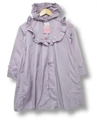 ◇【新品】	１万780円  メゾピアノ mezzo piano  ピンタックフリルレインコート フード付き パープル  130-140サイズ ■管理番号L29518SSS26-251117-503（198）