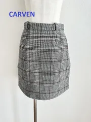 CARVEN　カルヴェン　グレンチェックミニスカート　Sサイズ　34　ブラック×オフホワイト×レッド　裏地あり　送料込み　6459544のサムネイル