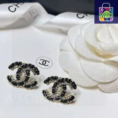 【今日特価】Chanel シャネル スワロフスキー クリスタル レザーチェーン アイヤリング