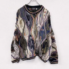 古着 used　TUNDRA FOR BACHRACH　COOGI風ニットセーター　3Dニット　総柄　マルチカラー　XLサイズ