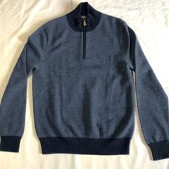 NORDSTROM カシミヤ混 ハーフジップ ニット セーター 紺 M メンズ 