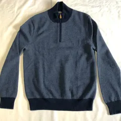 Brooks Brothers【美品】メンズ M ハーフジップニット／メリノウール100％／ネイビー系／上質エクストラファインウールのサムネイル