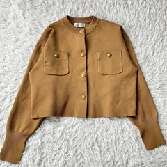 美品 Arpege story アルページュストーリー 金釦ニットジャケット  ブラウン 4106