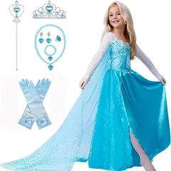 S89、[YITING] 子供 用 プリンセス エルサ ドレス コスチューム アナ雪エルサ ドレス 豪華7点セット